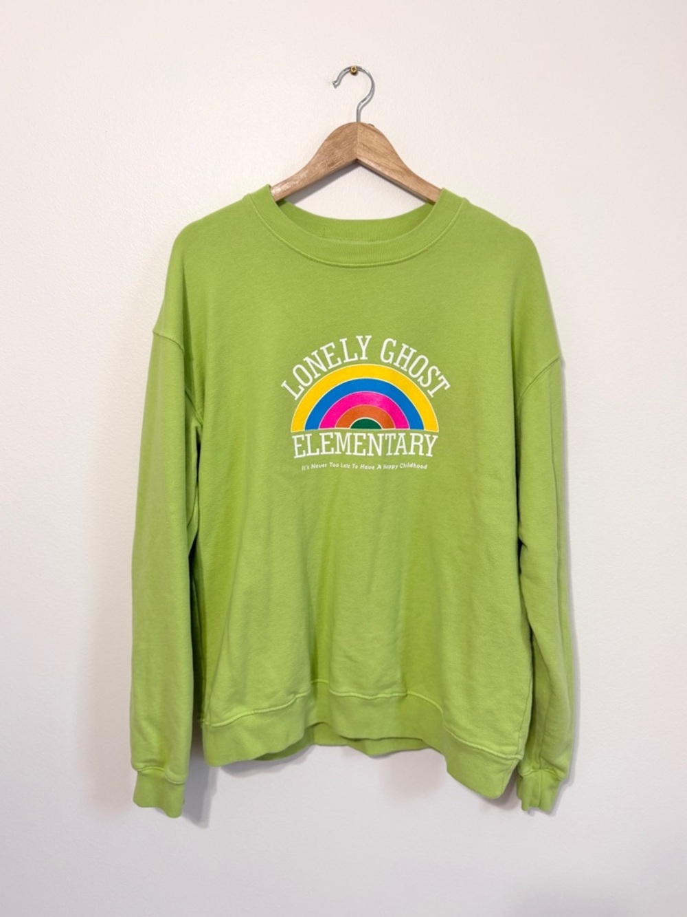 LONELY GHOST Sweatshirt Size XL Elementary Green Sweater